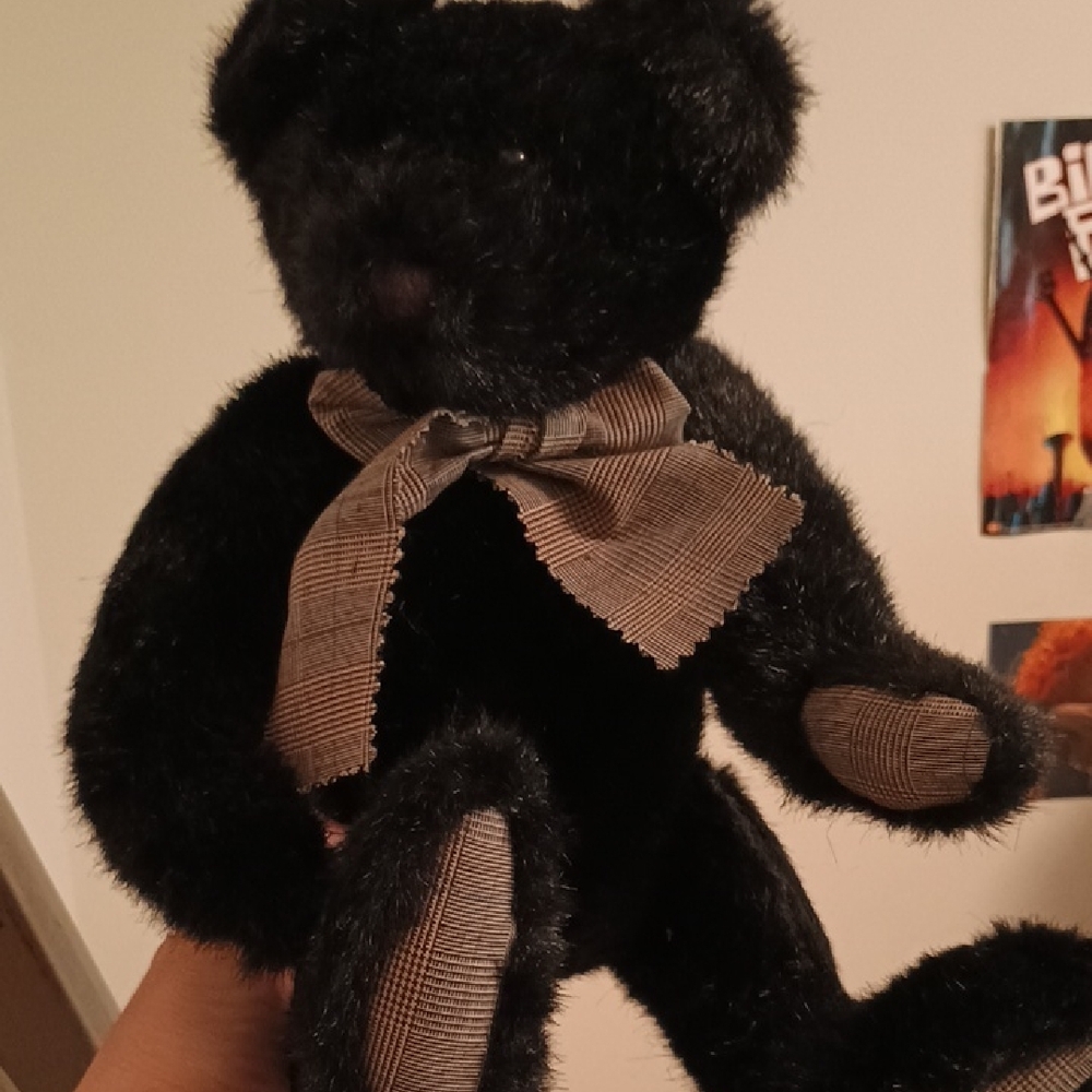 Boyds' Bears Collectibles Black Teddy Bear with Plaid Bow